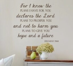 For I Know The Plans Have For You-Jeremiah 2911-Vinyl Wall Decal - Lettering-Quotes - Scripture - Home Decor - Quotes - Vinyl Lettering - thumbnail 1