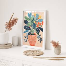 Colourful Vase With Vibrant Flowers Wall Art Print Bold Shapes Modern Floral Poster For Living Room Kitchen Home Decor Gift Botanical Design - thumbnail 2