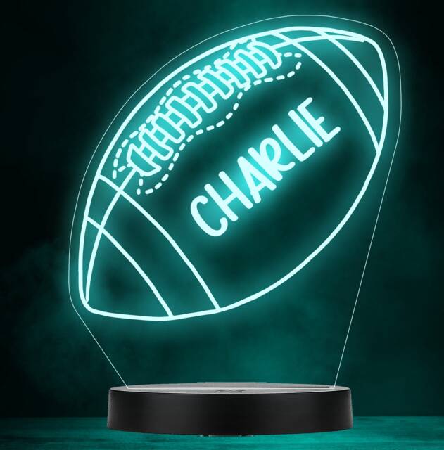 Rugby Ball Boy Sport Hobby Game Personalised Gift Colour Change Lamp Night Light - image 1