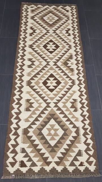 Natural Kilim Rug, Handmade Artisan Afghan Turkish Persian Qashqai Navajo Bohemian Undyed Wool Flatweave Rug 196x70 cm - image 1