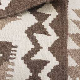 Natural Kilim Rug, Handmade Artisan Afghan Turkish Persian Qashqai Navajo Bohemian Undyed Wool Flatweave Rug 196x70 cm - thumbnail 3