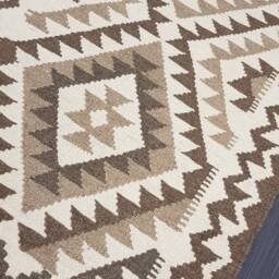 Natural Kilim Rug, Handmade Artisan Afghan Turkish Persian Qashqai Navajo Bohemian Undyed Wool Flatweave Rug 196x70 cm - thumbnail 2