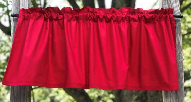 Solid Red Bold Kitchen Curtain - Classic Valance Primary Color Window Treatment - image 1