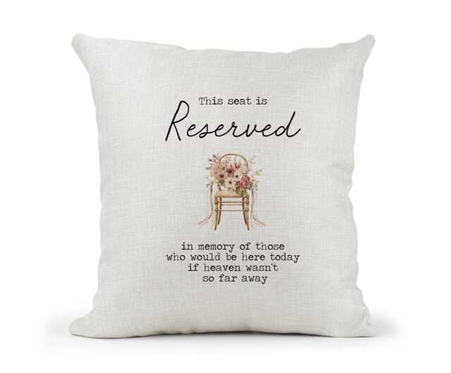 Reserved in Memory Of Loved One Heaven Wedding Chair Cream Canvas Cushion, Scatter Home Decor - image 1