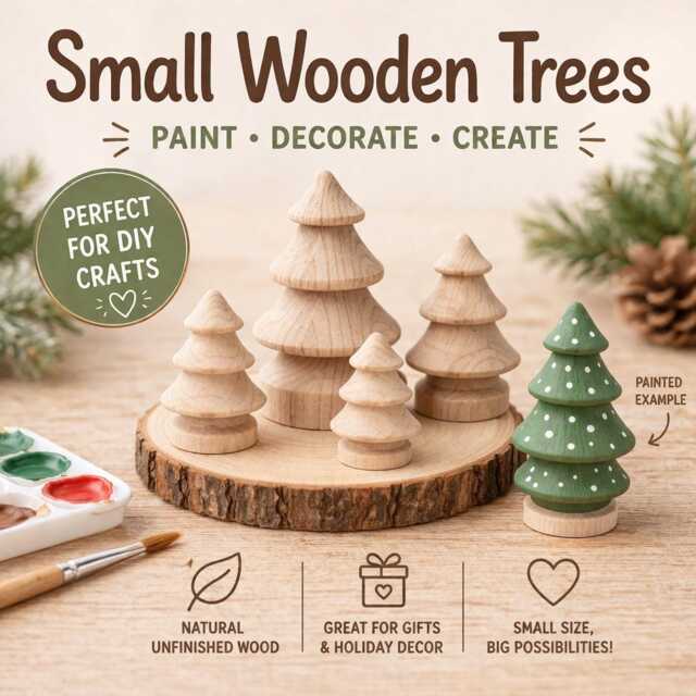 Bulk Wood Trees Small Christmas Tree Pine Doll House Unfinished Mini Natural Craft Decoration - image 1
