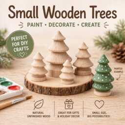Bulk Wood Trees Small Christmas Tree Pine Doll House Unfinished Mini Natural Craft Decoration - thumbnail 1