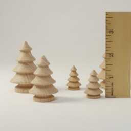 Bulk Wood Trees Small Christmas Tree Pine Doll House Unfinished Mini Natural Craft Decoration - thumbnail 2
