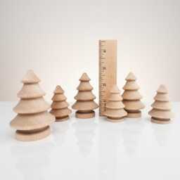 Bulk Wood Trees Small Christmas Tree Pine Doll House Unfinished Mini Natural Craft Decoration - thumbnail 2