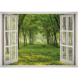 Green Forest Woods View Window 3D Wall Decal Art Removable Wallpaper Mural Sticker Vinyl Home Decor - thumbnail 2