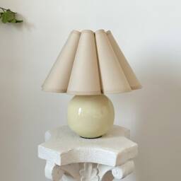 Handmade Ceramic Table Lamp, 110-240V Durable Base Pleated Fabric Shade, For Bedroom Living Room Kitchen, Rustic Japandi Cozy Decor - thumbnail 3