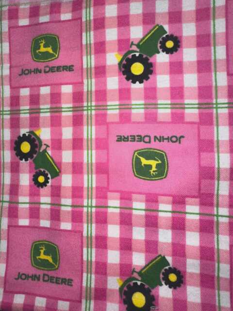 Madiebs John Deere Tractors Pink Check Crib Or Toddler Bed Sheet Set - image 1