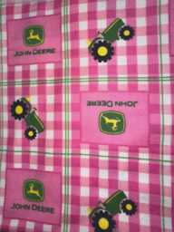 Madiebs John Deere Tractors Pink Check Crib Or Toddler Bed Sheet Set - thumbnail 1
