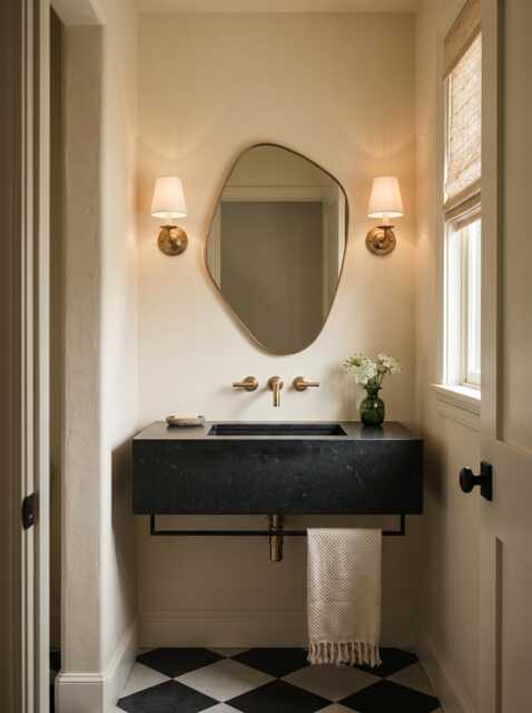 Asymmetrical Brass Wall Mirror - Unique Organic Vanity Mirrors - image 1