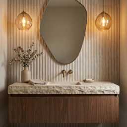 Asymmetrical Brass Wall Mirror - Unique Organic Vanity Mirrors - thumbnail 2
