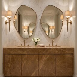 Asymmetrical Brass Wall Mirror - Unique Organic Vanity Mirrors - thumbnail 3