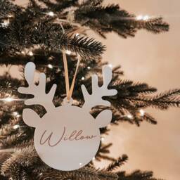 Reindeer Bauble - Christmas Gift Kids Personalised Acrylic Tree/Baby First - thumbnail 2
