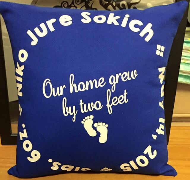 Our Home Grew Personalized Birth Announcement Pillow