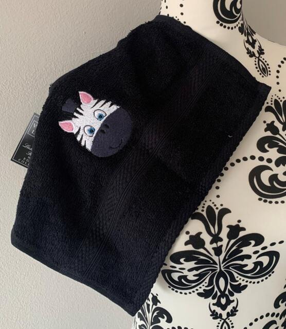 Zebra Face Towel - Personalised Face Cloth/Hand Bath = Embroidered - image 1