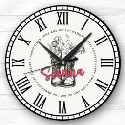 Floral Vintage Wellington Boots Personalised Gift Clock - thumbnail 1