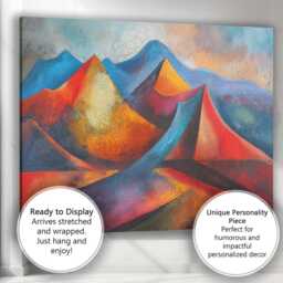 Colourful Abstract Mountain Peaks Textured Landscape Painting Canvas Wall Art Print Decor Picture Ready To Hang - thumbnail 3