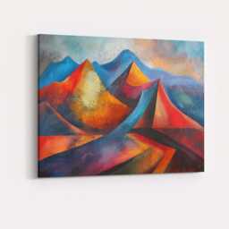 Colourful Abstract Mountain Peaks Textured Landscape Painting Canvas Wall Art Print Decor Picture Ready To Hang - thumbnail 4