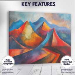 Colourful Abstract Mountain Peaks Textured Landscape Painting Canvas Wall Art Print Decor Picture Ready To Hang - thumbnail 1