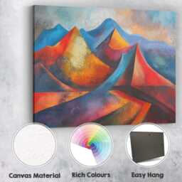 Colourful Abstract Mountain Peaks Textured Landscape Painting Canvas Wall Art Print Decor Picture Ready To Hang - thumbnail 2