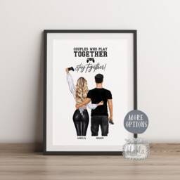 Gamer Couple Gift, Birthday Personalised Valentines Boyfriend Gamers Print - thumbnail 2