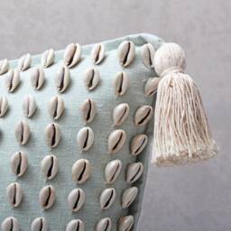 Light Blue Cotton Embroidered Bohemian, Bali Style Pillow Cover, Decorative Handmade Throw Cover, Cover Wlcc019 - thumbnail 3
