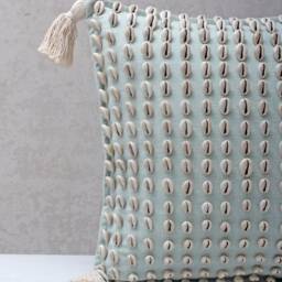 Light Blue Cotton Embroidered Bohemian, Bali Style Pillow Cover, Decorative Handmade Throw Cover, Cover Wlcc019 - thumbnail 2