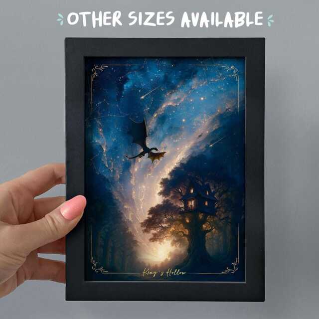 Framed Zodiac Academy Bookshelf Decor, Heirs' King's Hollow Solaria Celestial Sky Print, Library Bookish Gift, Darius Acrux Tory Darcy Vega - image 1