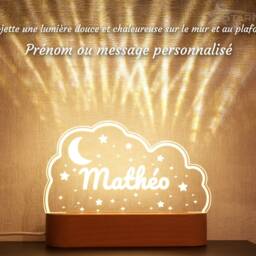 Personalized Cloud & Name Nightlight, Gift Idea For A Birth, Baby, Christening. Starmaker Personalized Bedside Lamp Bedroom Decoration - thumbnail 3