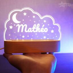Personalized Cloud & Name Nightlight, Gift Idea For A Birth, Baby, Christening. Starmaker Personalized Bedside Lamp Bedroom Decoration - thumbnail 2