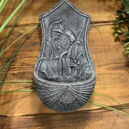 stone Garden Cute Rabbit Hare Bird Feeder Wall Hanging Plaque Ornament - thumbnail 3