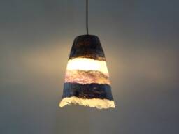 Hanging Lamp, Pendant Light, Semi Transparent Felted Lampshade, Warm-Grey & Lilac Tones. Unique Design, Natural Materials, Wool Silk