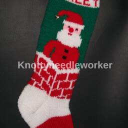 PDF Pattern Only Hand Knitted Santa in The Chimney Christmas Stocking - thumbnail 2