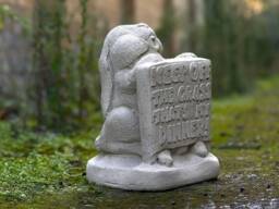 Humorous Garden Rabbit Sign Statue Concrete Keep Off The Grass Decoration Funny Outdoor Lawn Ornament Outdoor Decor With Message - thumbnail 1