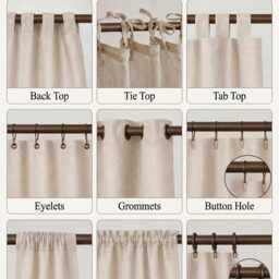Custom Shower Curtain Extra Long Pleated Handmade Romantic Rod Pocket Eyelet Tie Top, Home_1012 - thumbnail 4