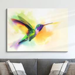 Hummingbird Abstract Oil Painting Watercolor Framed Print & Canvas Large Luxury Animal Wall Art Poster Home Decor Interior Gift - thumbnail 1