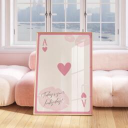 Lucky Ace Of Hearts Print, Retro Playing Card Wall Art, Inspiring Quote Poster, Pink Decor, Trendy Preppy Room Decor 2379 - thumbnail 2