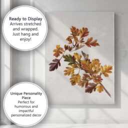Pressed Autumn Hawthorn Leaves Botanical Nature Study Canvas Wall Art Print Decor Picture Ready To Hang - thumbnail 3