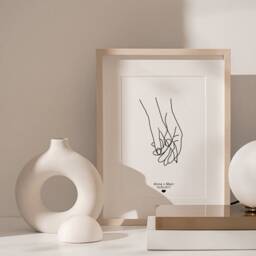 Holding Hands Personalised Line Drawing Print, Simplistic Abstract Art, Love Prints, Cards, Valentines Day - thumbnail 2