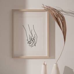 Holding Hands Personalised Line Drawing Print, Simplistic Abstract Art, Love Prints, Cards, Valentines Day - thumbnail 3