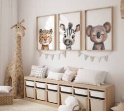 Safari Baby Animal Nursery Prints, Set Of 3, Prints, Wall Art, Prints For Nursery, Christmas Gift - thumbnail 1