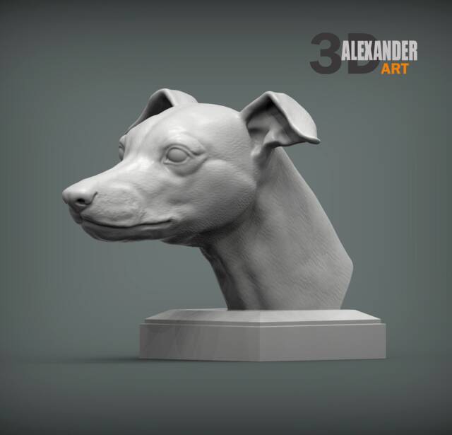 3D Printed Whippet Bust Pet Memorial Statue, Home Decor - image 1