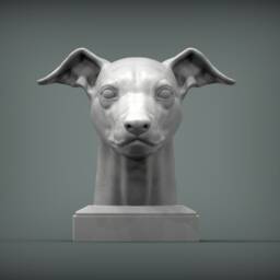 3D Printed Whippet Bust Pet Memorial Statue, Home Decor - thumbnail 3