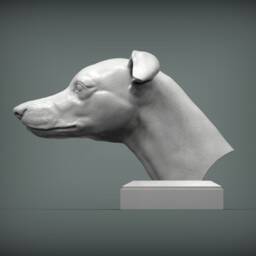 3D Printed Whippet Bust Pet Memorial Statue, Home Decor - thumbnail 2
