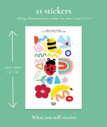 Large Colourful Doodle Fabric Wall Stickers For Girls Nursery - Peel & Stick Removable Decals - thumbnail 1