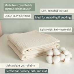 Muslin Baby Blanket - 4 Layer Swaddle Blankets Newborn Cotton Organic Girl & Boy Gifts - thumbnail 2
