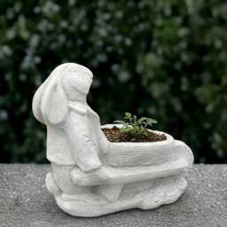 Outdoor White Rabbit Statue Concrete Bunny Sculpture Ornament Front Door Decoration Handmade Art Rabbit Lover Gift - thumbnail 4